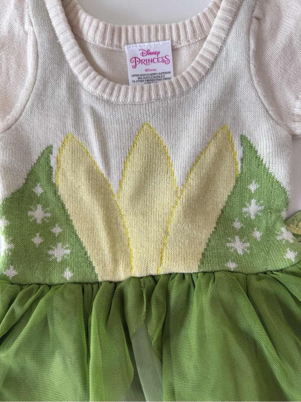 Disney Princess Tiana Knit Tulle Tutu Dress 12M Princess and the Frog Costume - Picture 2 of 10